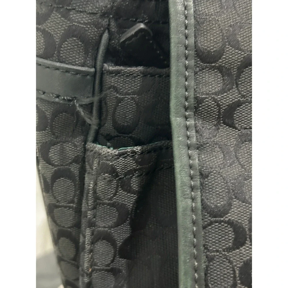 Coach Black Signature Canvas Messenger Bag Crossbody Laptop Bag